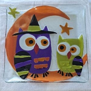 Demdaco Glass Fusion By Lori Siebert For Silvestri Owl Plate